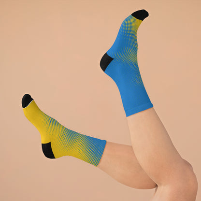 Blue and yellow blended socks combo. Eco-friendly