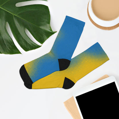 Blue and yellow blended socks combo. Eco-friendly